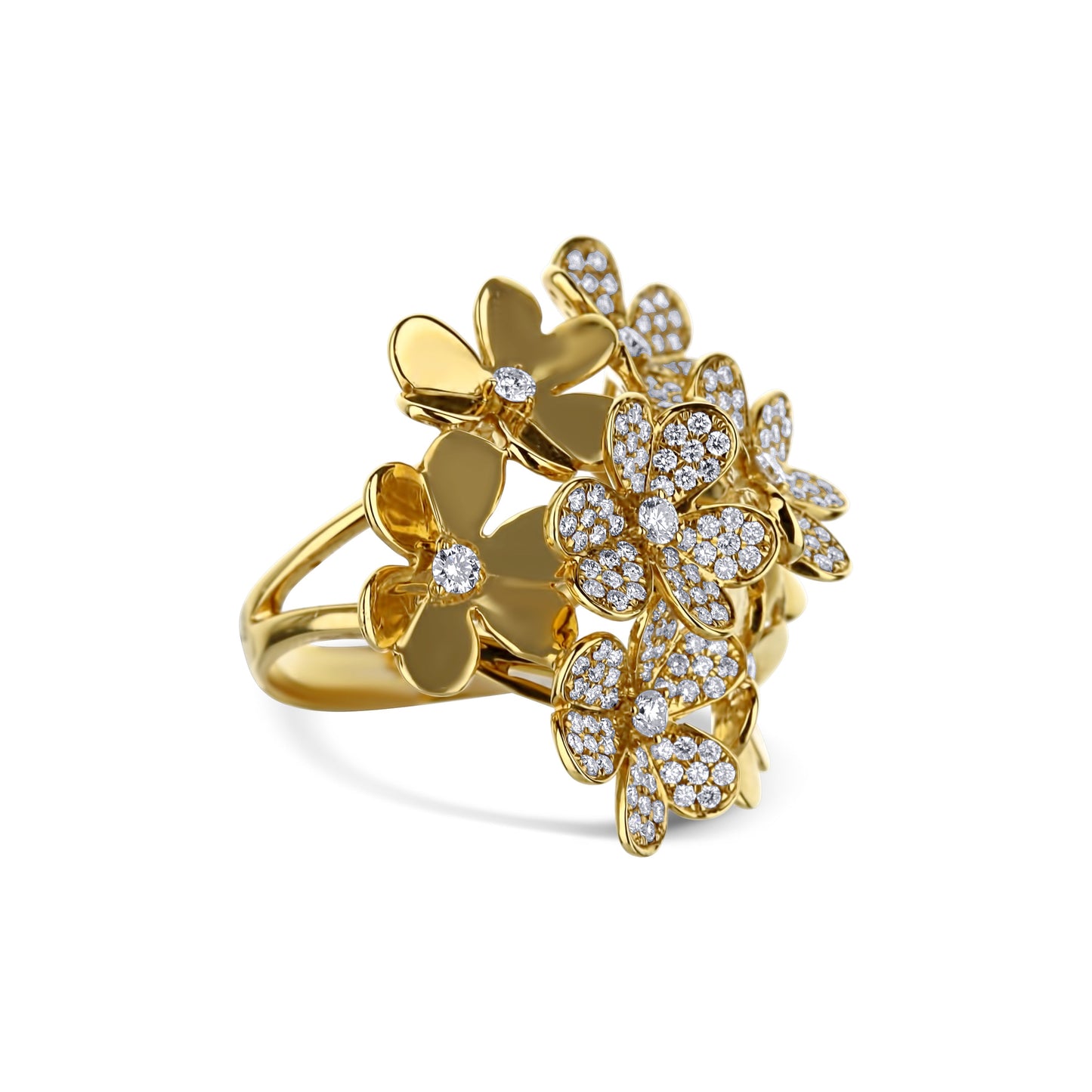 18K Yellow Gold Floral Bouquet Ring