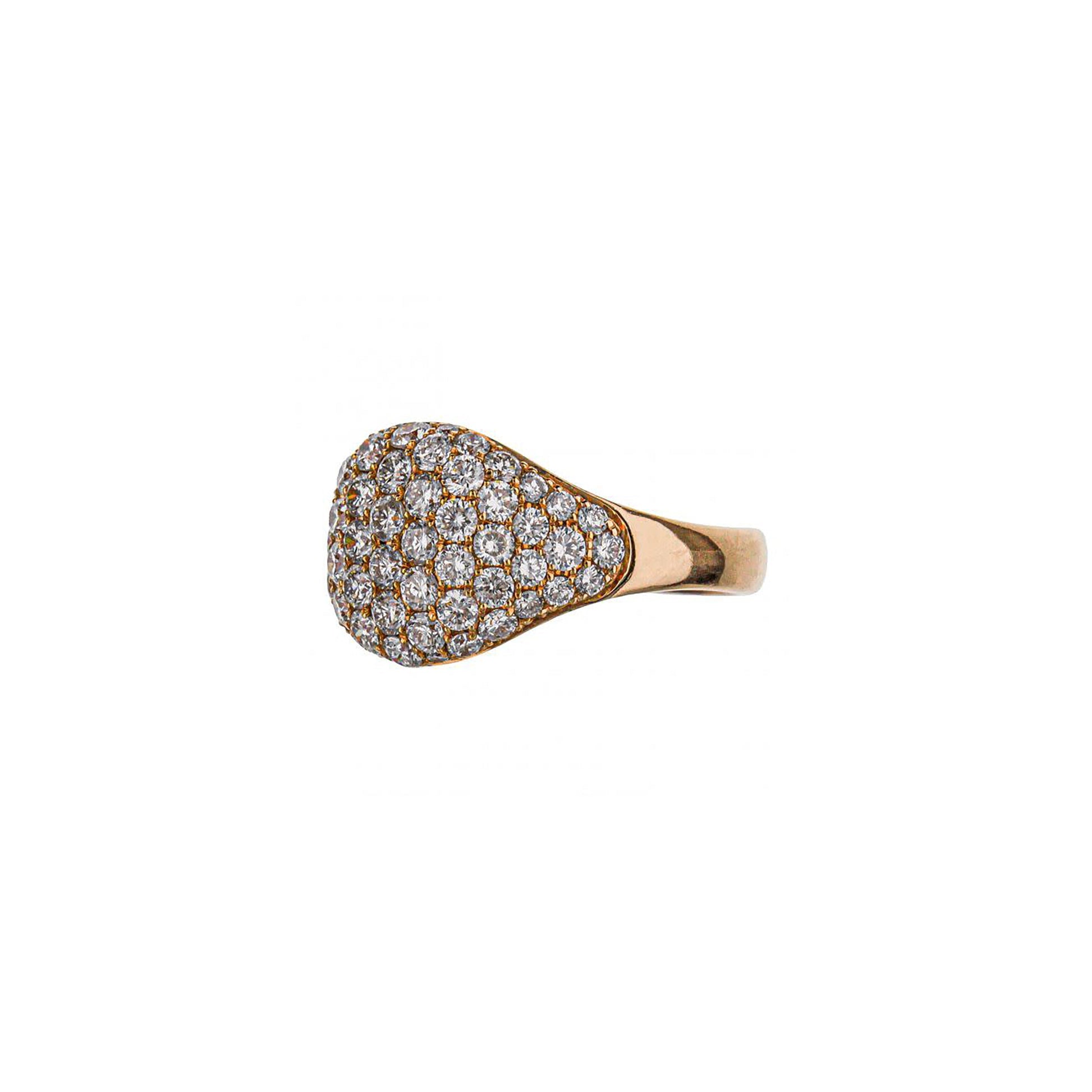 14K Rose Gold Pave Round Diamond Cluster Ring