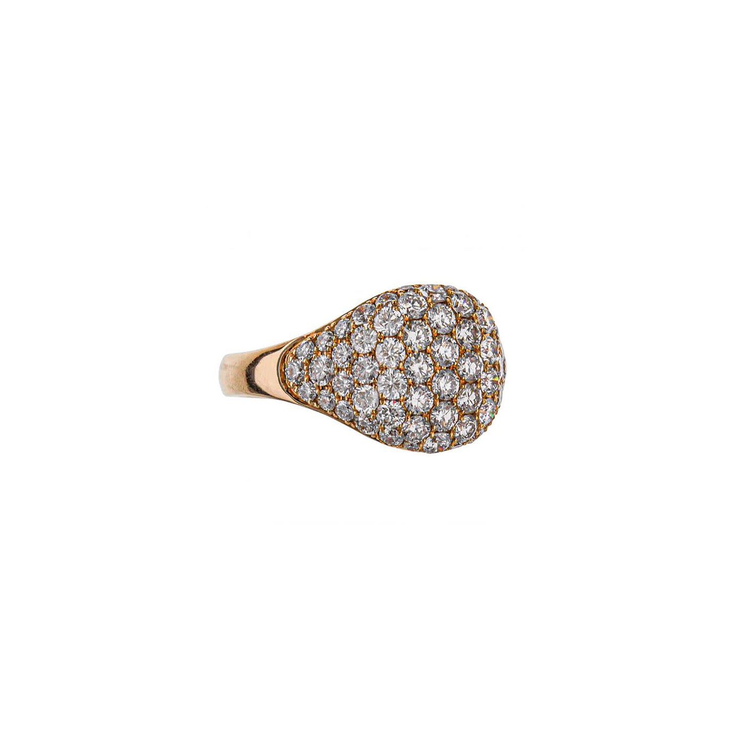 14K Rose Gold Pave Round Diamond Cluster Ring