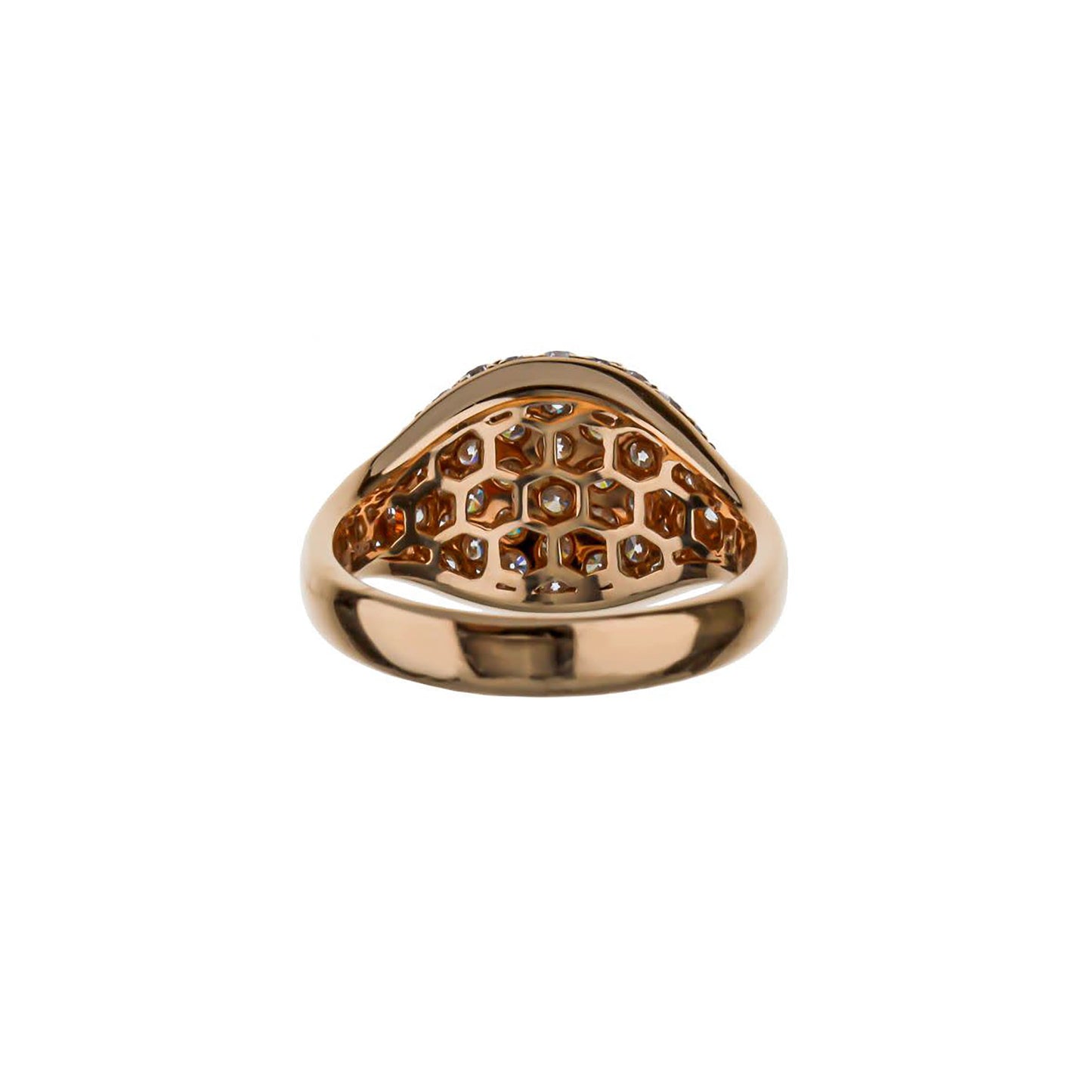 14K Rose Gold Pave Round Diamond Cluster Ring