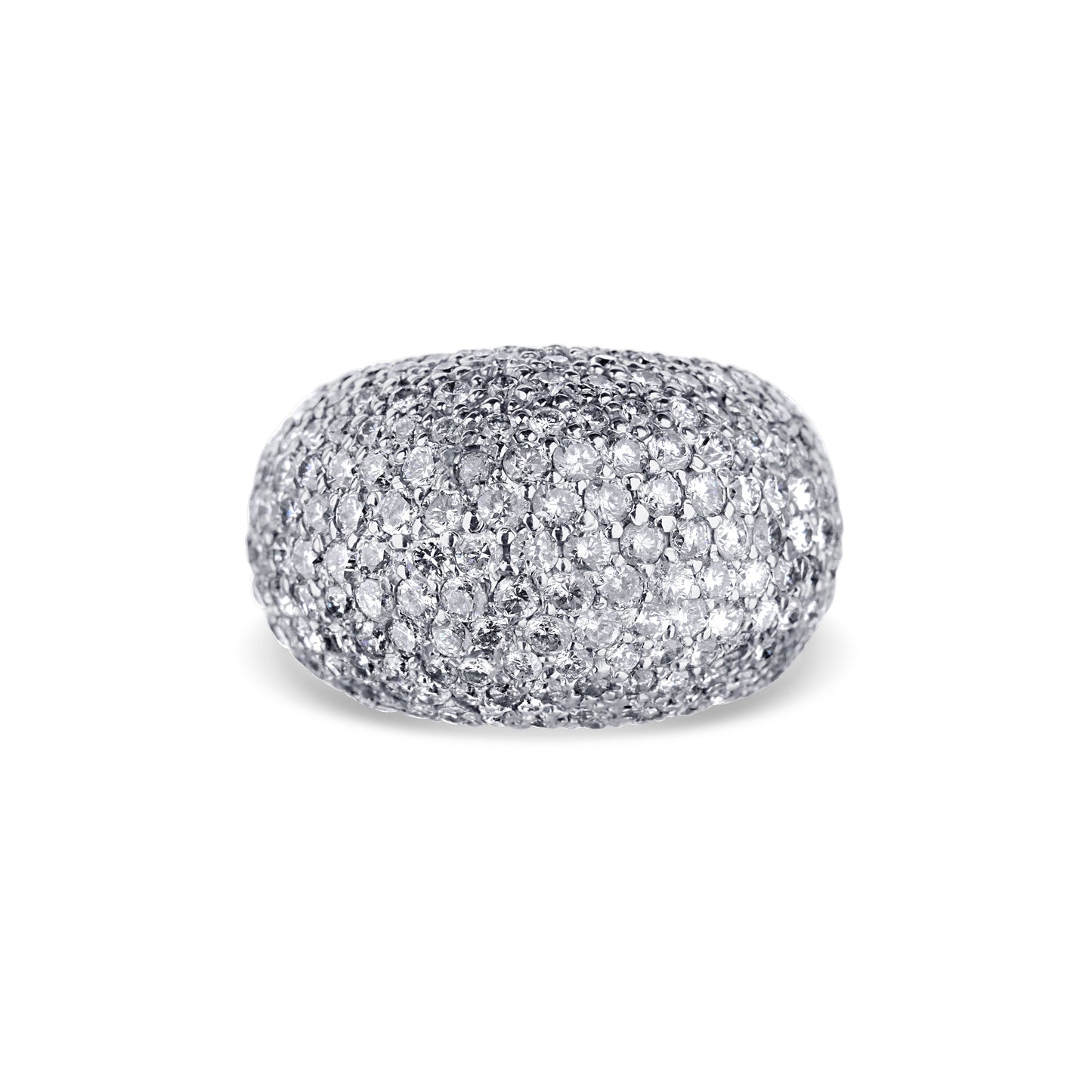 18K White Gold Pave Diamond Dome Ring