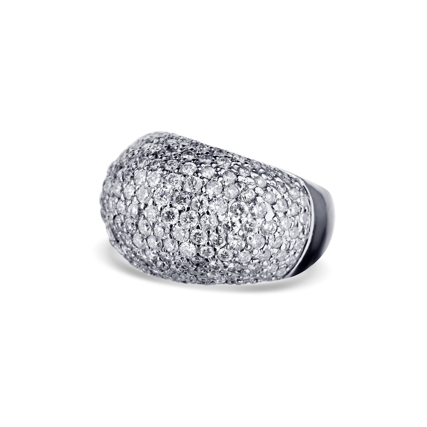 18K White Gold Pave Diamond Dome Ring