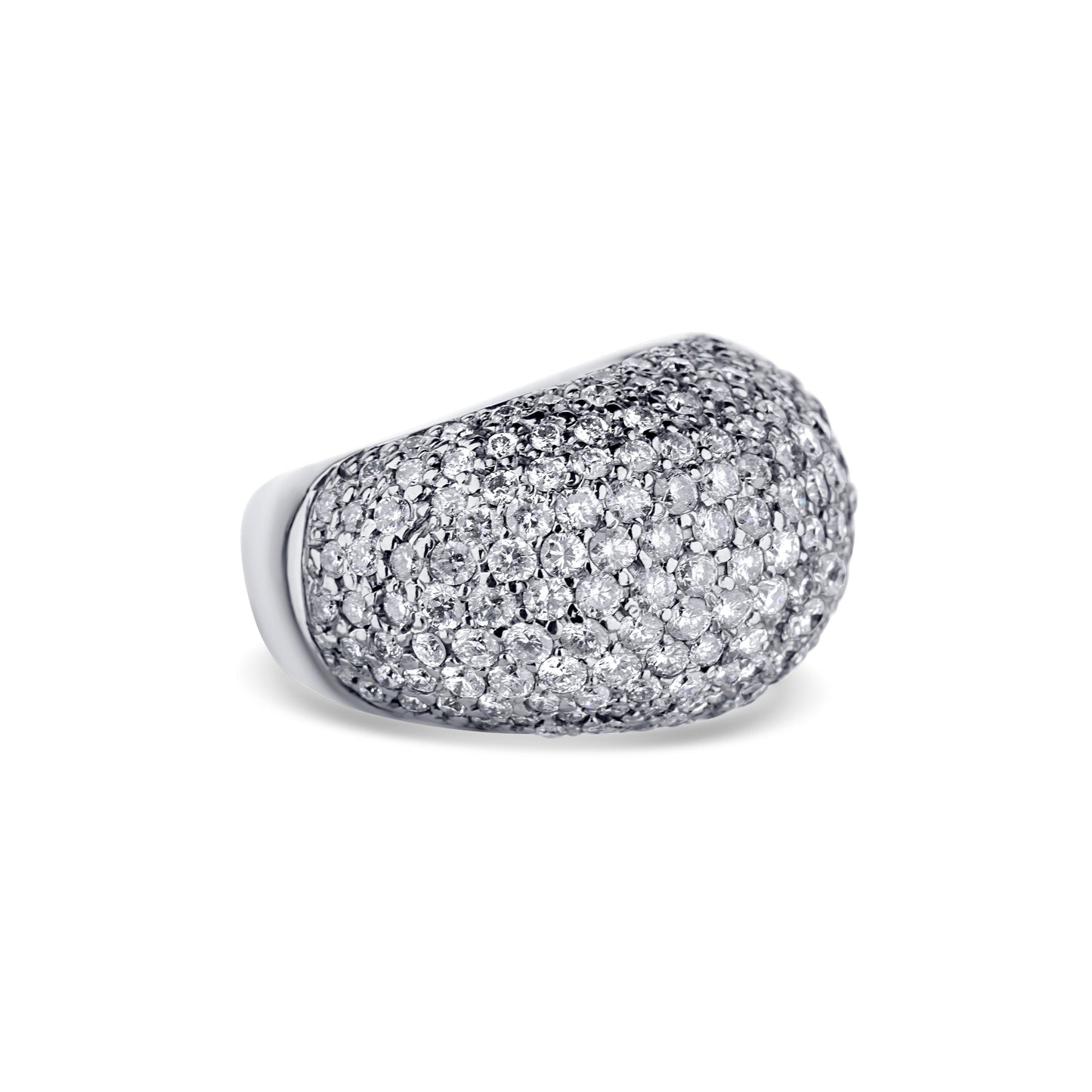 18K White Gold Pave Diamond Dome Ring