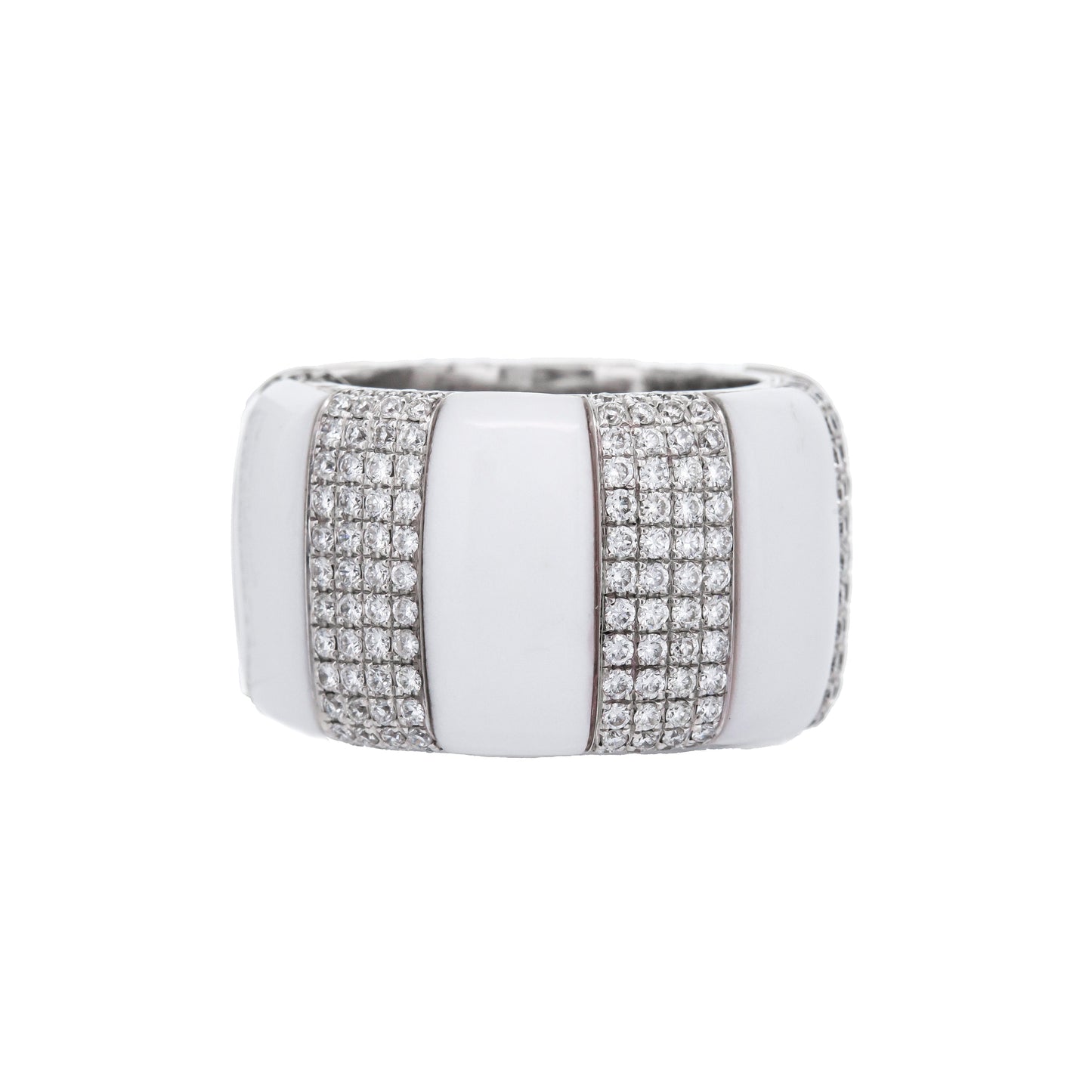 White Gold Enamel And Diamond Ring