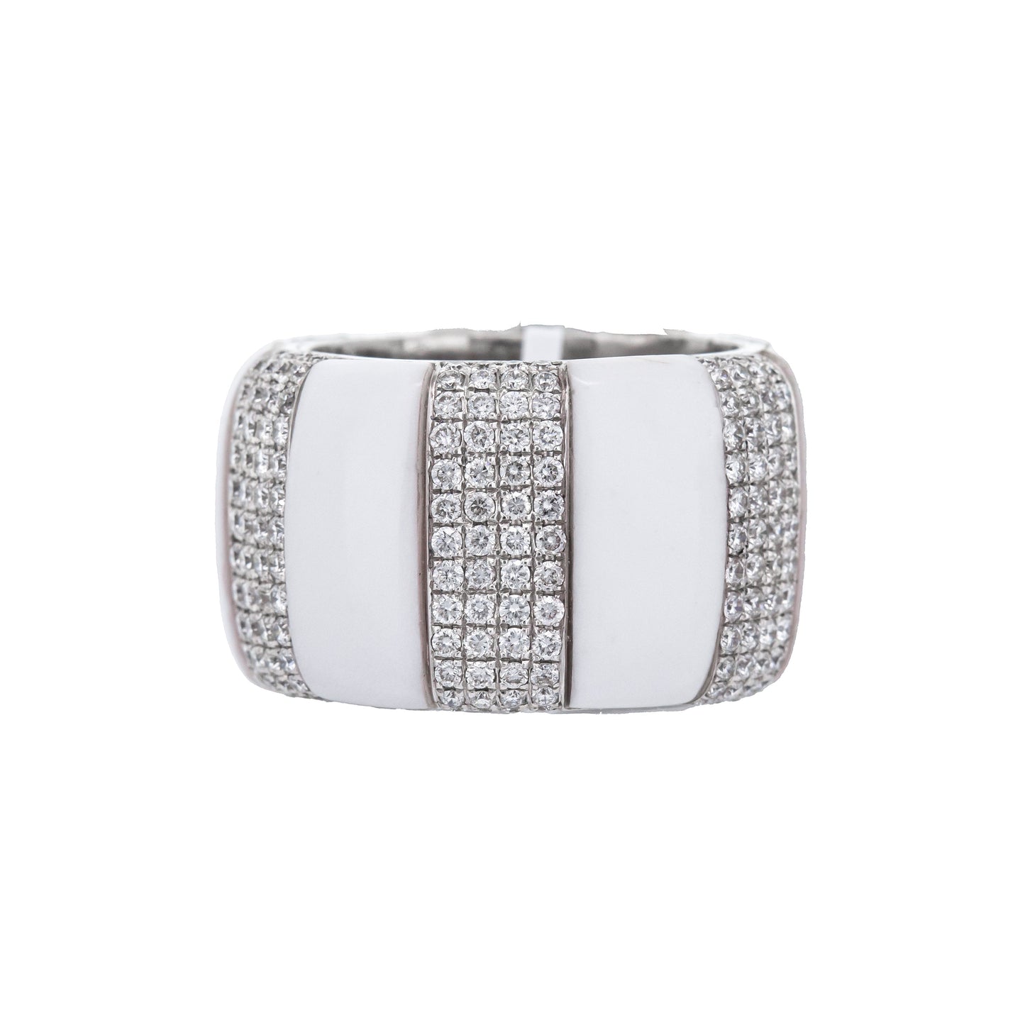 White Gold Enamel And Diamond Ring