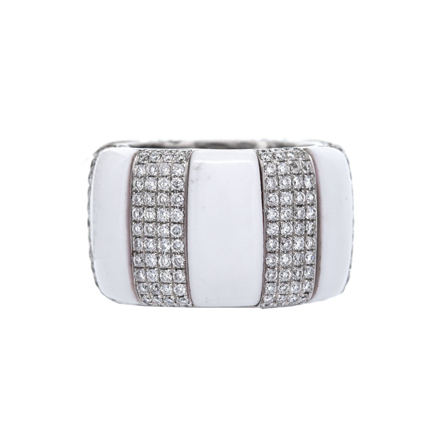 White Gold Enamel And Diamond Ring