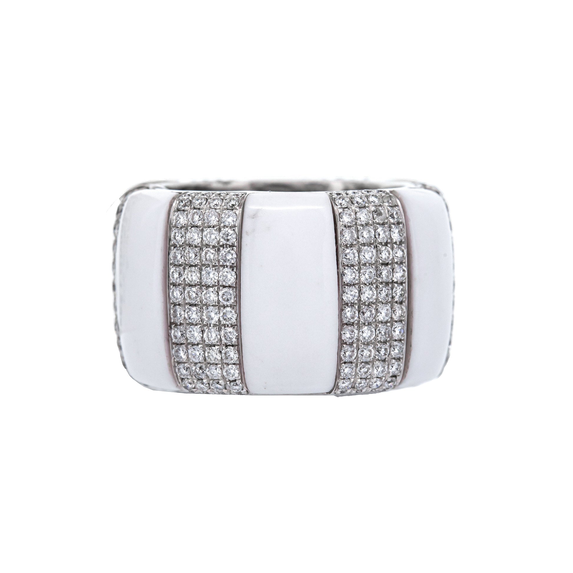 White Gold Enamel And Diamond Ring