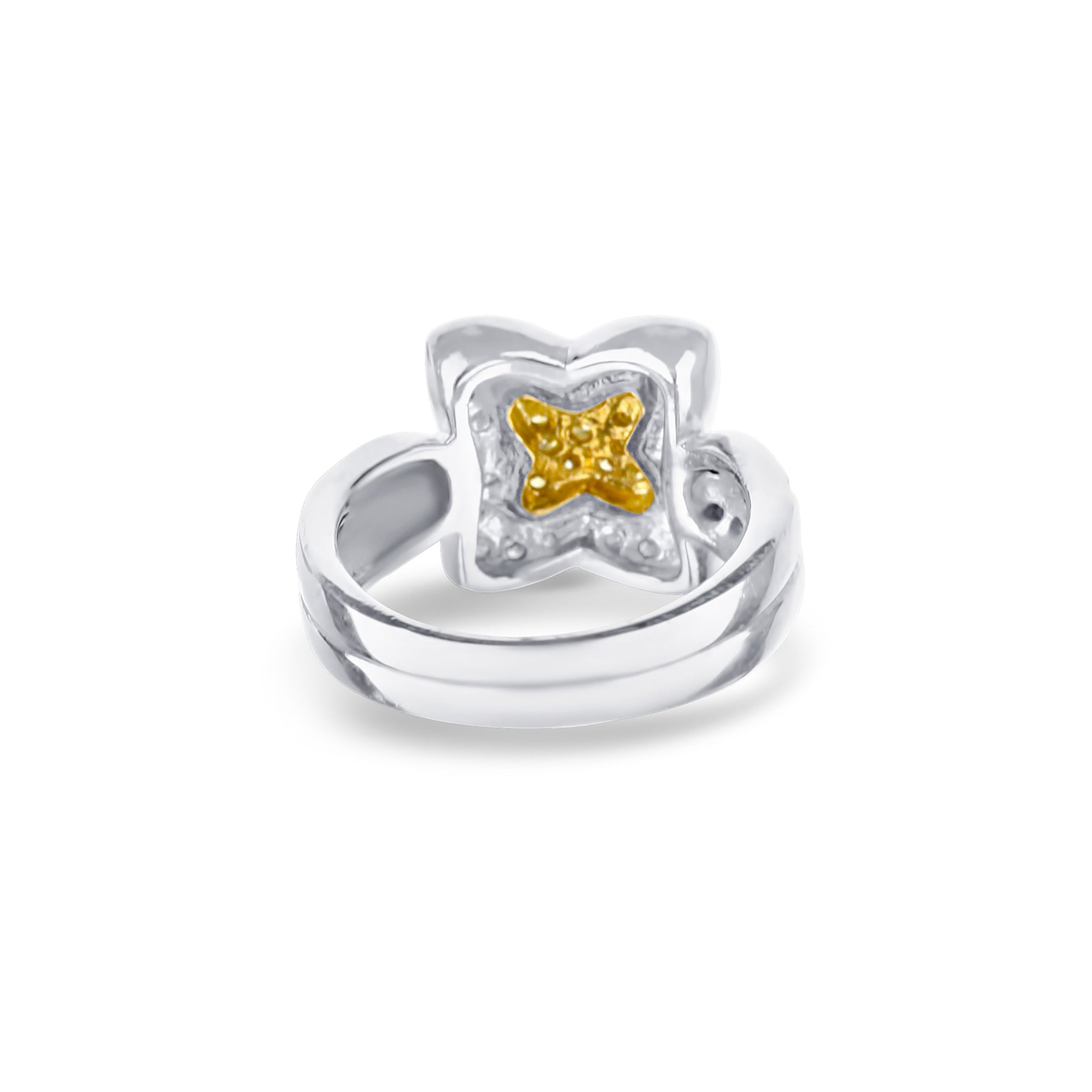 18K Two Tone Flower Style Diamond Ring