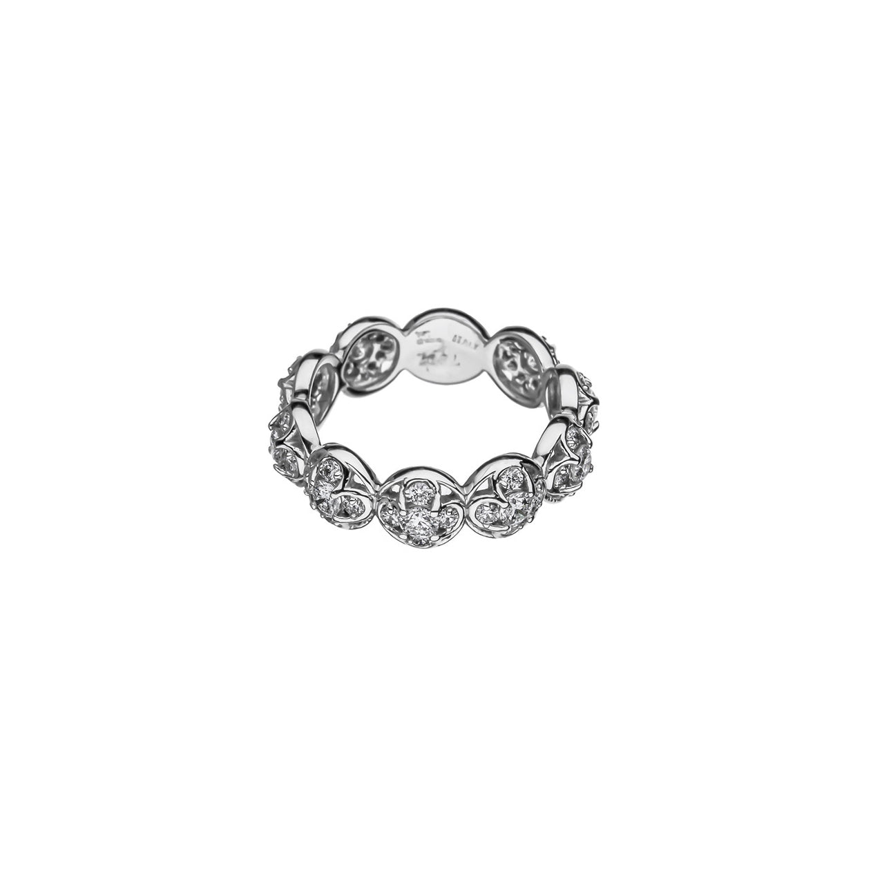 18K White Gold Round Diamond Cluster Eternity Band