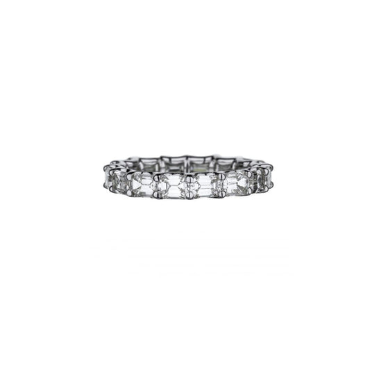 18K White Gold 3.75Ctw Horizontal Emerald Cut Diamond Eternity Band