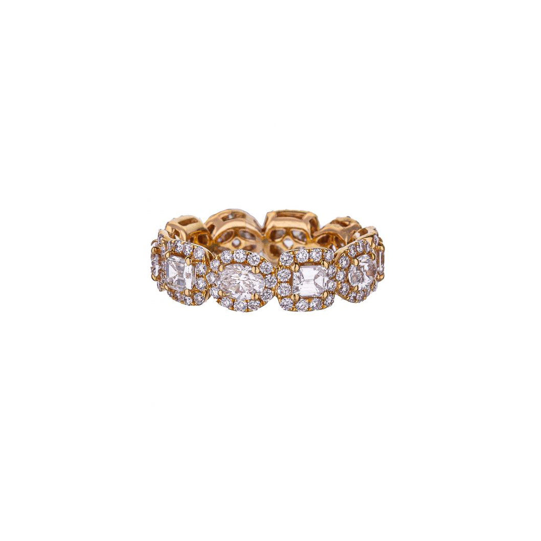 18K Rose Gold Alternating Emerald And Oval Diamond Eternity Band