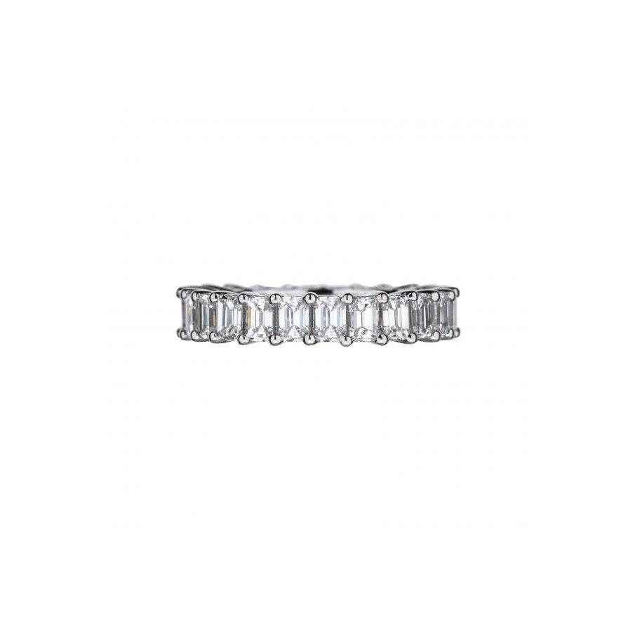 14K White Gold Emerald Cut Diamond Eternity Band 3.55Ctw