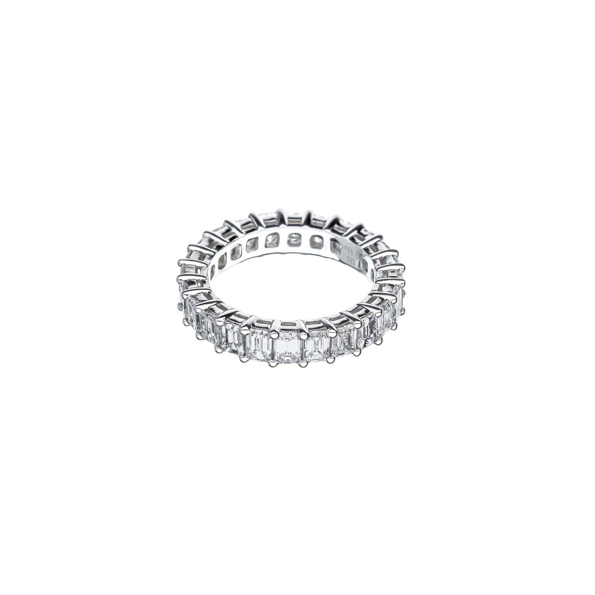 14K White Gold Emerald Cut Diamond Eternity Band 3.55Ctw