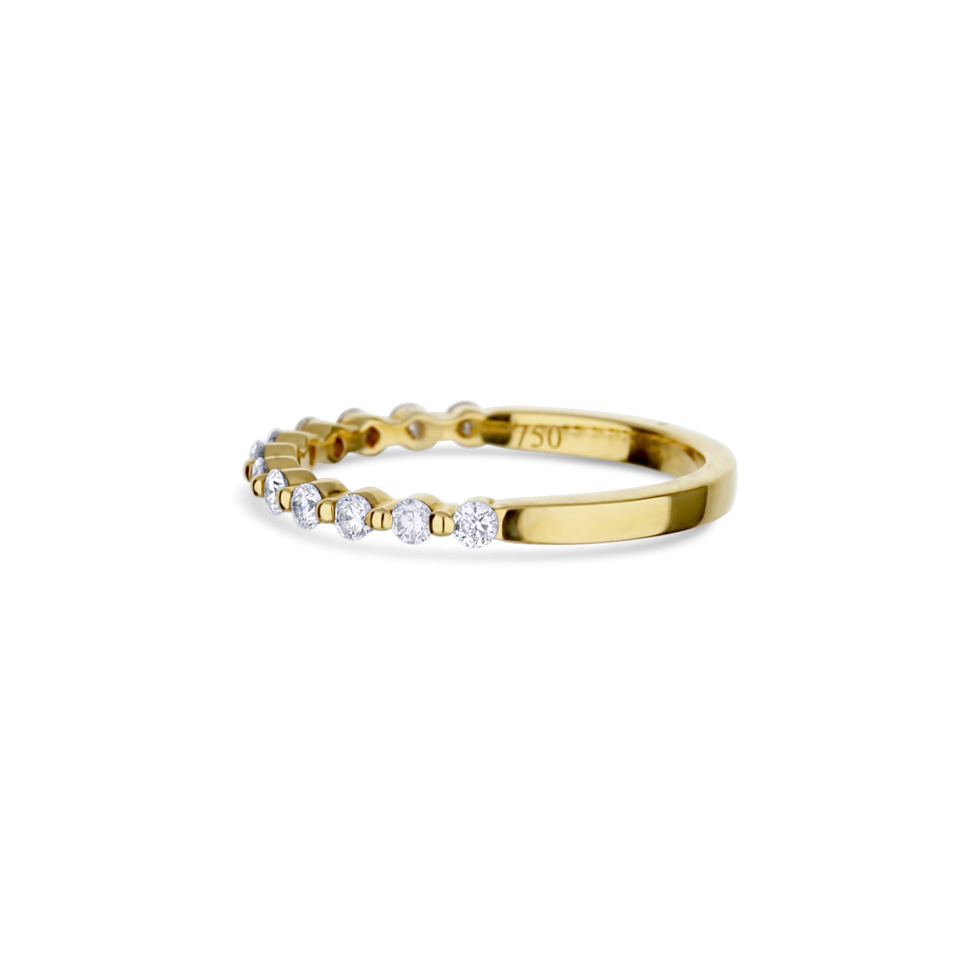 18K Yellow Gold Micro-Style Half-Diamond Band