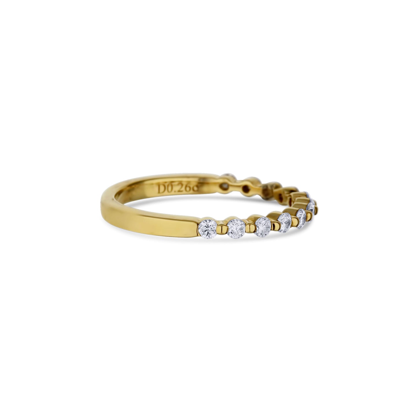 18K Yellow Gold Micro-Style Half-Diamond Band