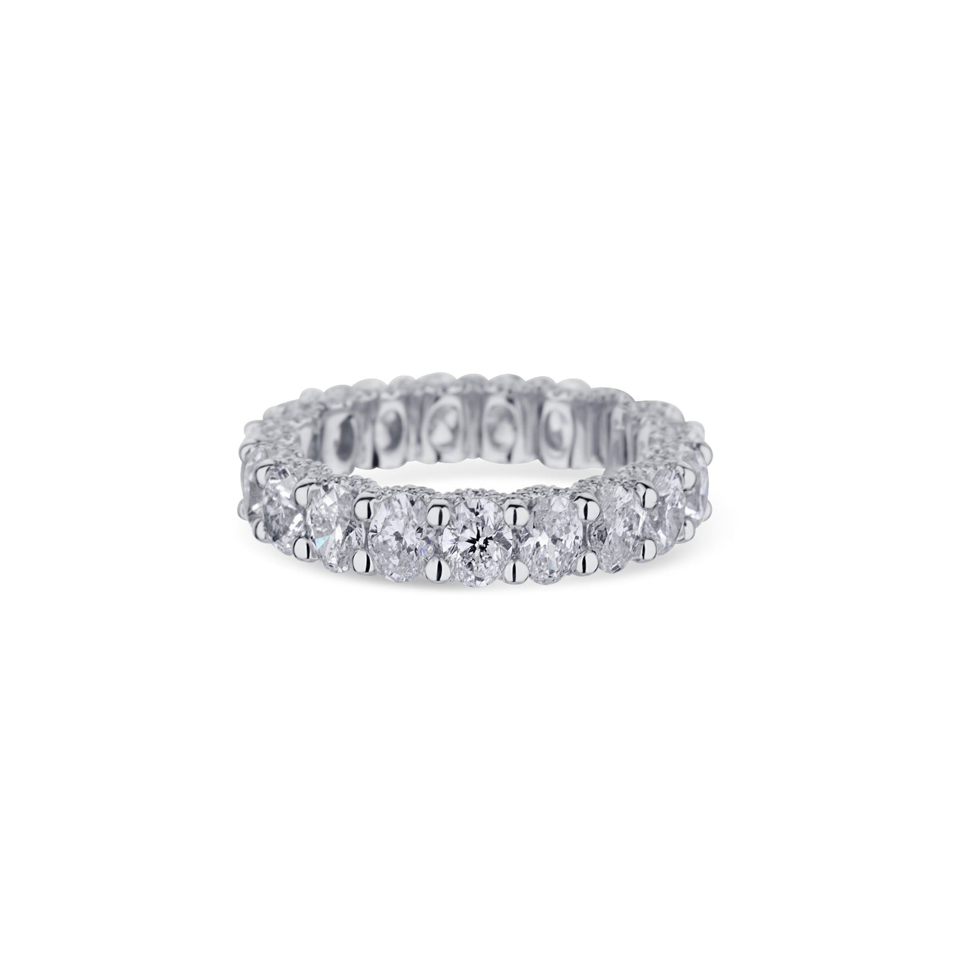 14K White Gold Prong Set Oval Cut Diamond Eternity 3.86Ctw