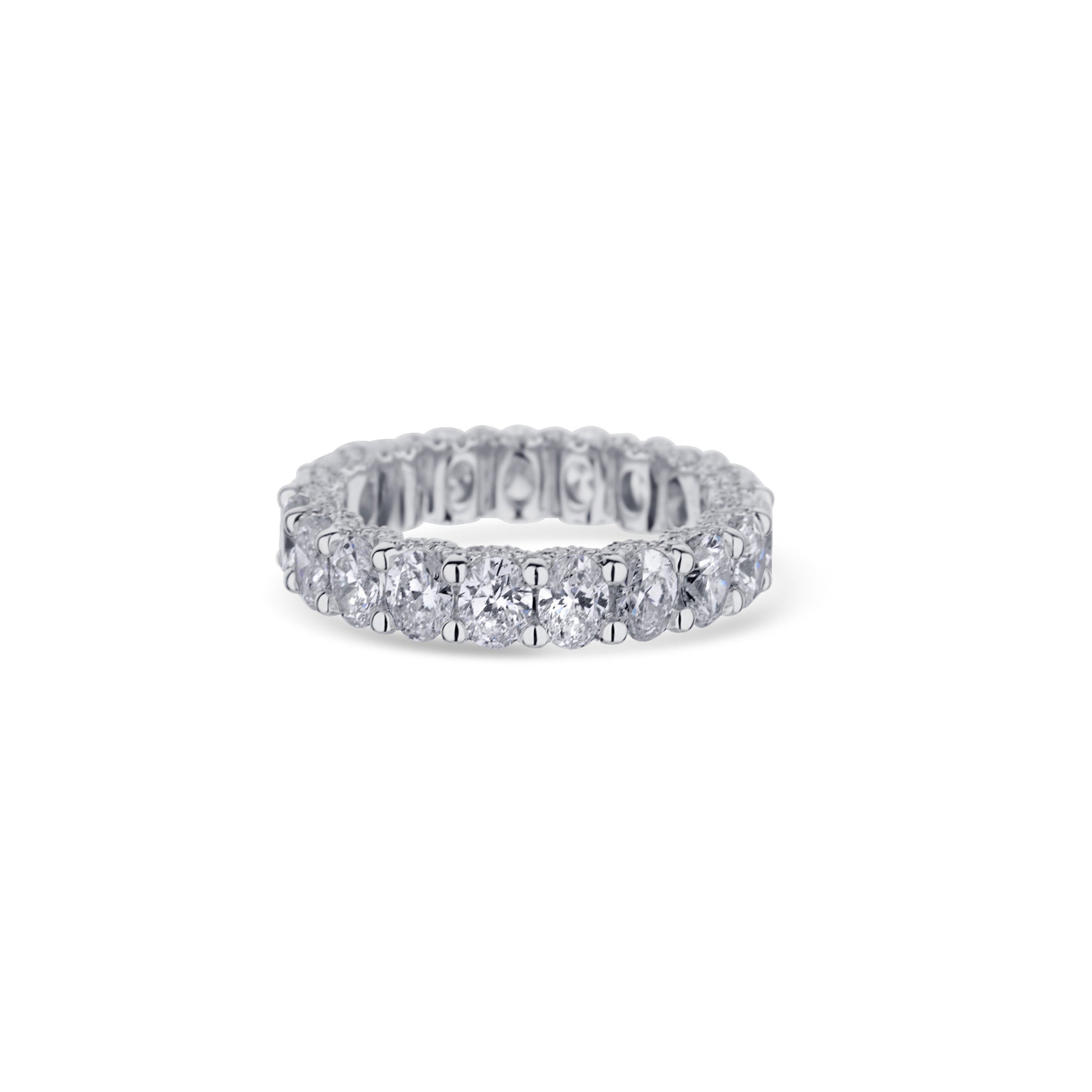 14K White Gold Prong Set Oval Cut Diamond Eternity 3.86Ctw