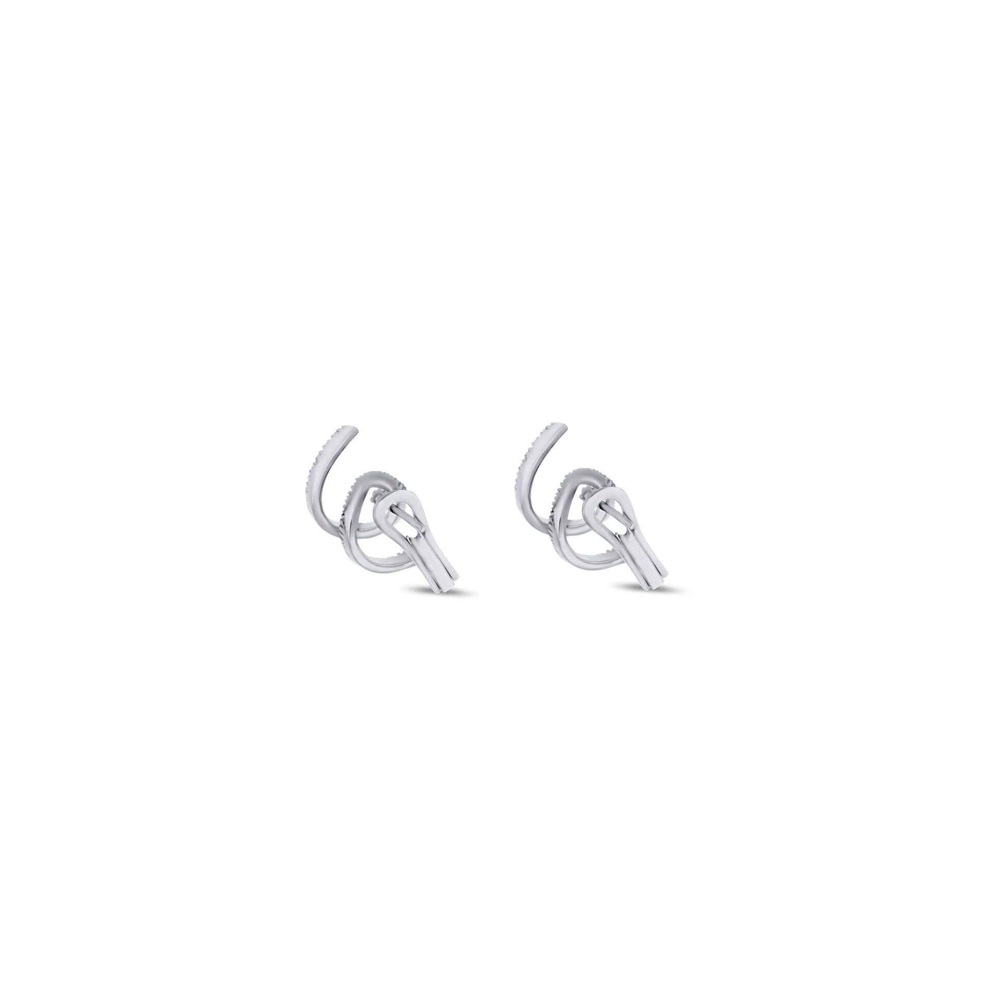 18K White Gold Spiral Diamond Post Earrings