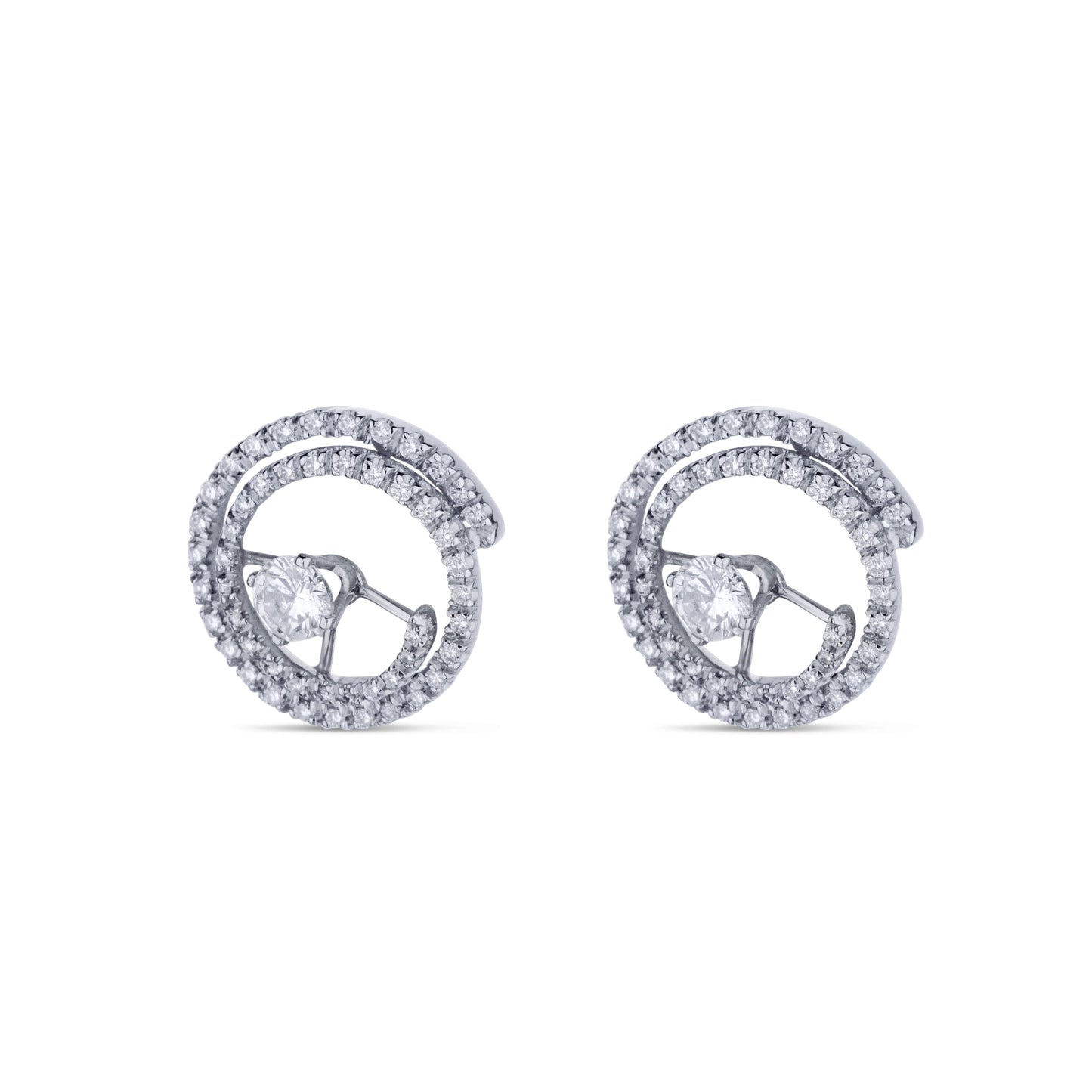 18K White Gold Cloud Swirl Diamond Stud Jackets