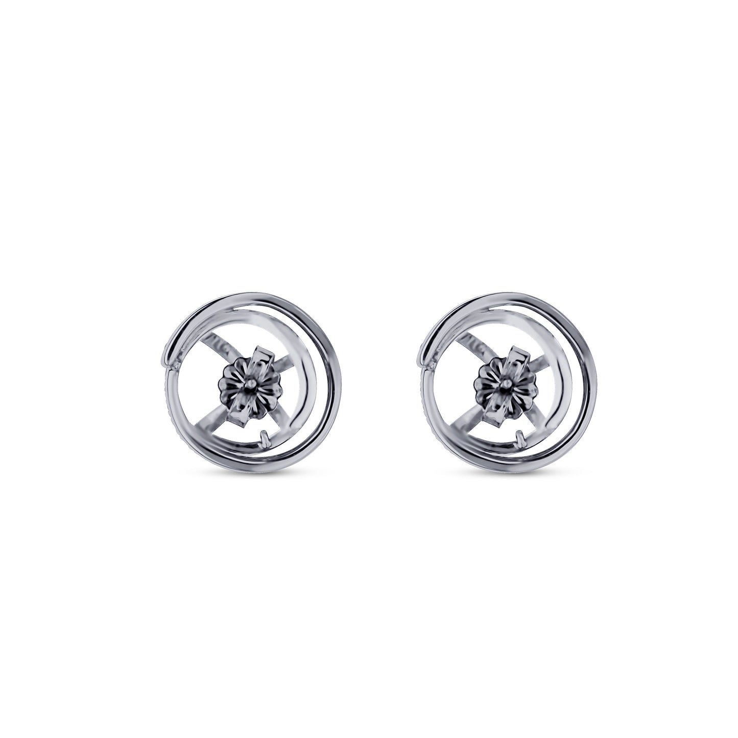 18K White Gold Cloud Swirl Diamond Stud Jackets