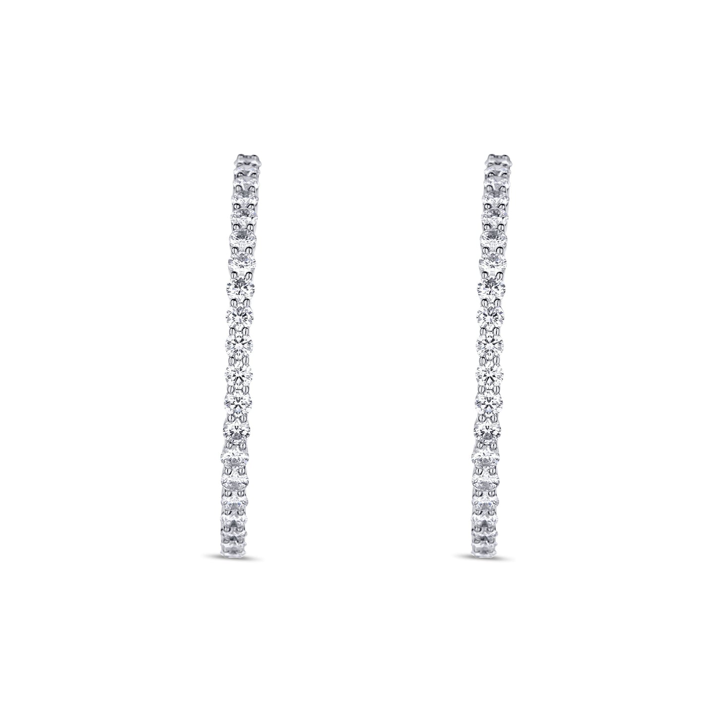 18K White Gold Extra-Large Mutual-Prong Inside-Outside Diamond Hoops