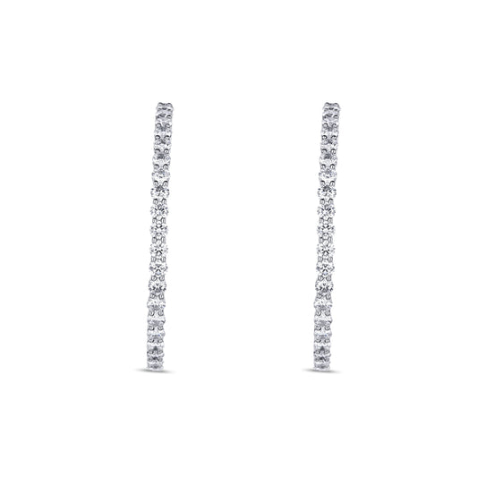 18K White Gold Extra-Large Mutual-Prong Inside-Outside Diamond Hoops