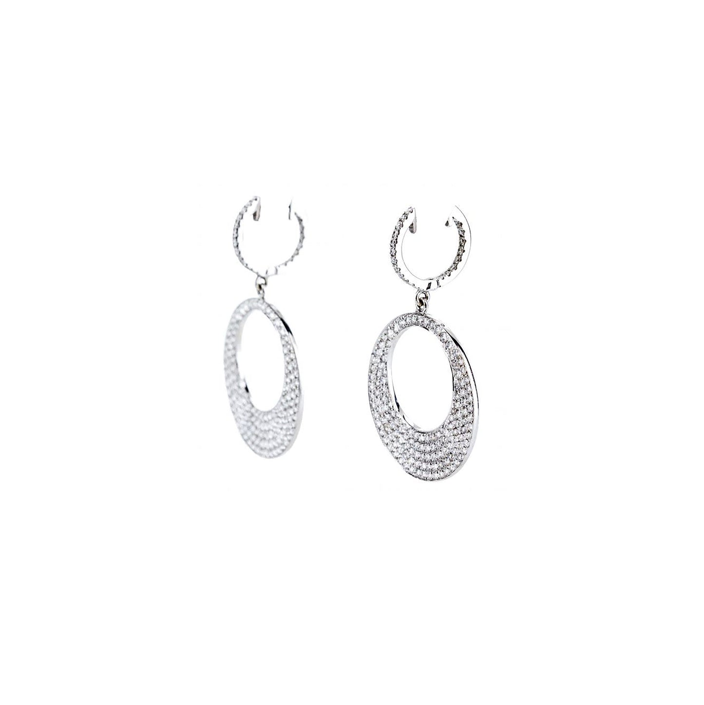 18K White Gold Pave Diamond Moon Drops