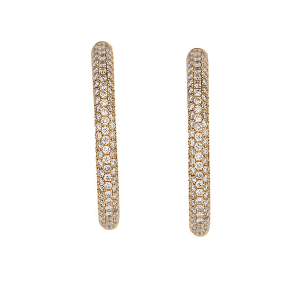 18K Rose Gold White Front, Black Back Pave Diamond Hoops