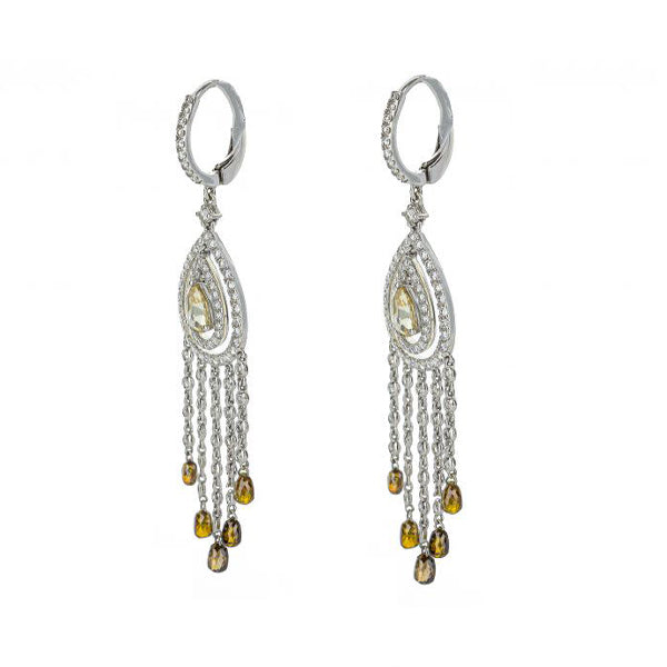 18K White Gold Chocolate Diamond Dangle Earrings