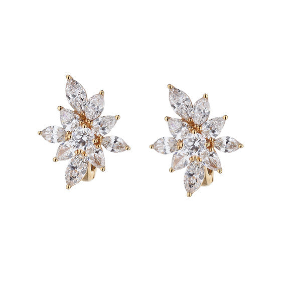 18K Rose Gold Diamond Starburst Stud Earrings