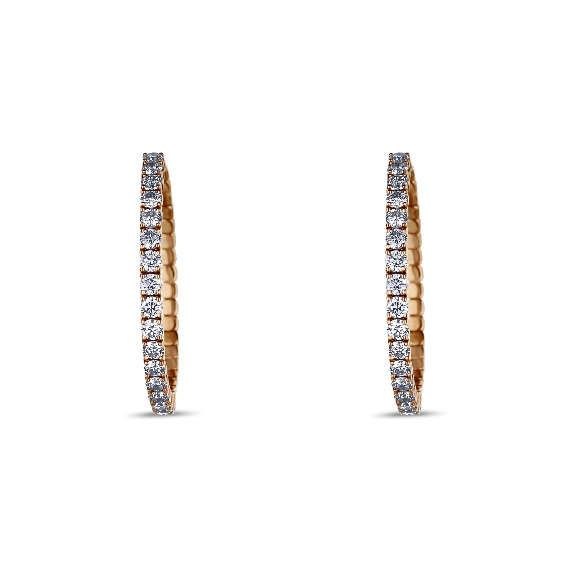 14K Rose Gold Diamond Hoops