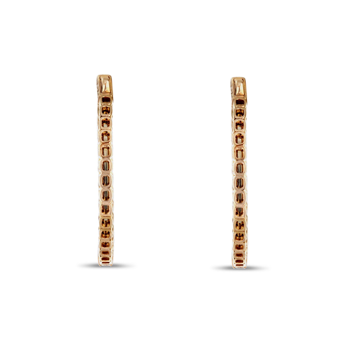 14K Rose Gold Diamond Hoops