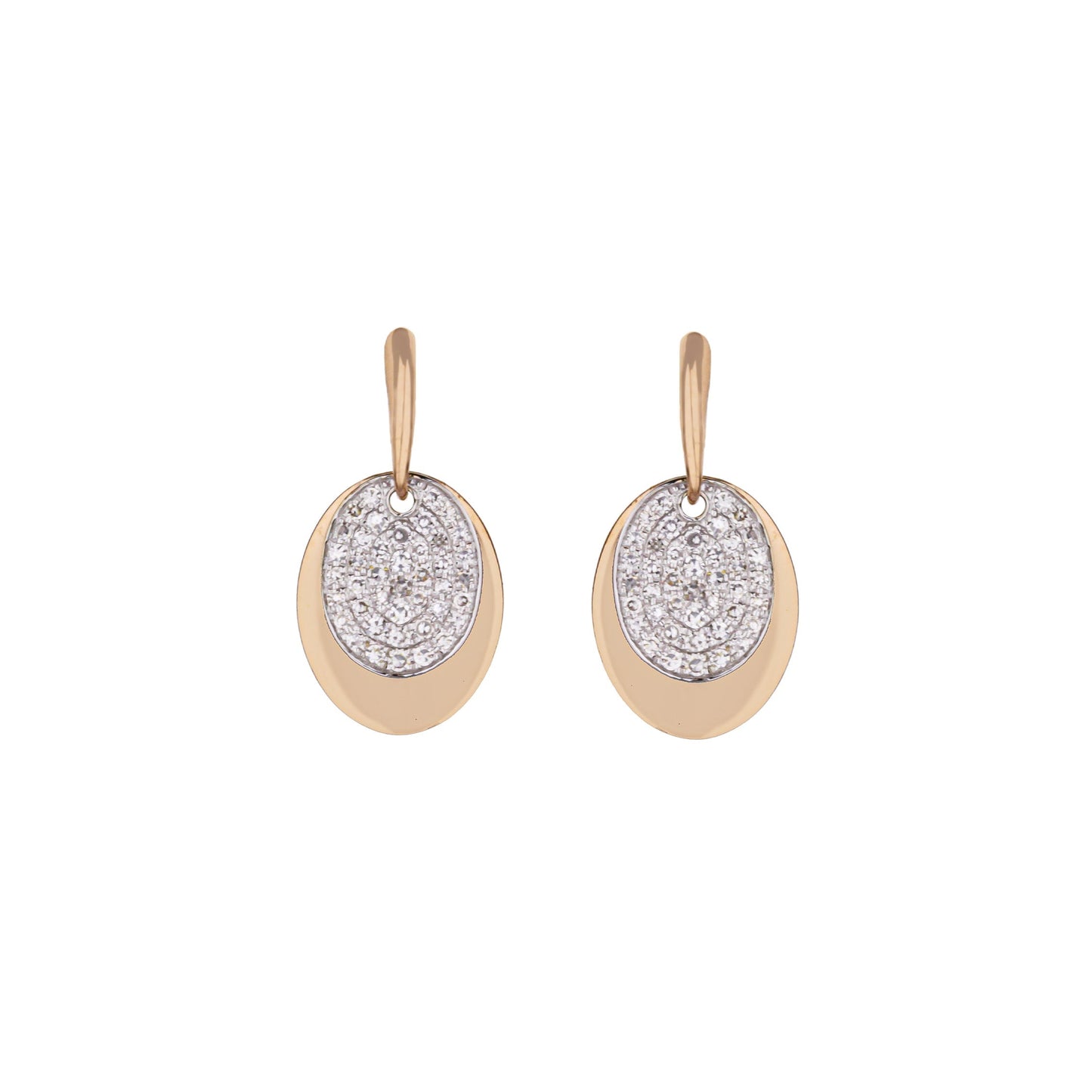 14K Rose Gold Double Drop Pave Diamond Earrings