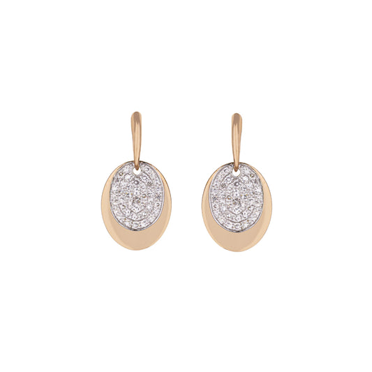 14K Rose Gold Double Drop Pave Diamond Earrings