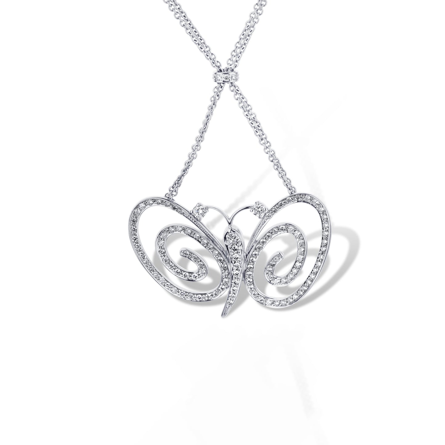 18K White Gold Diamond Butterfly Necklace