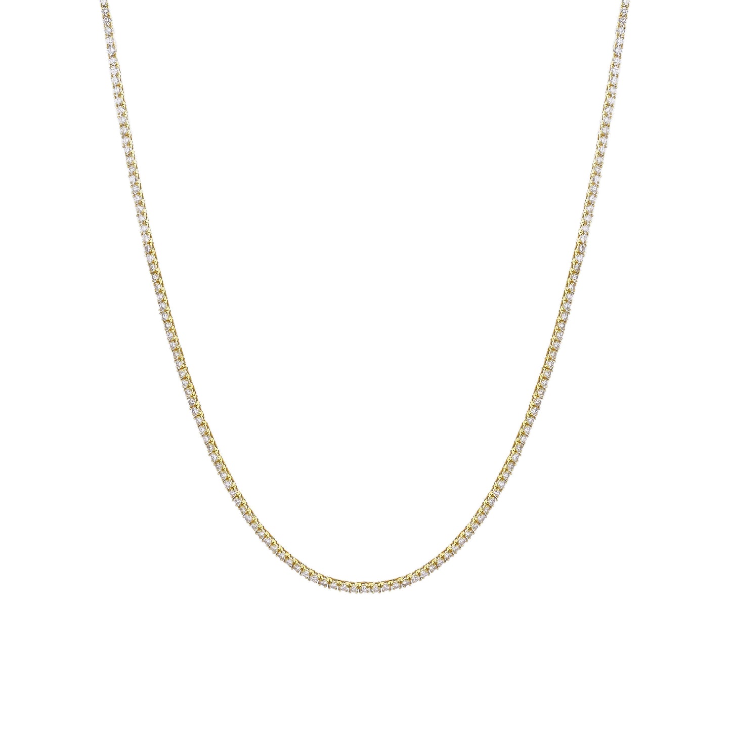 18K Yellow Gold Diamond Tennis Necklace