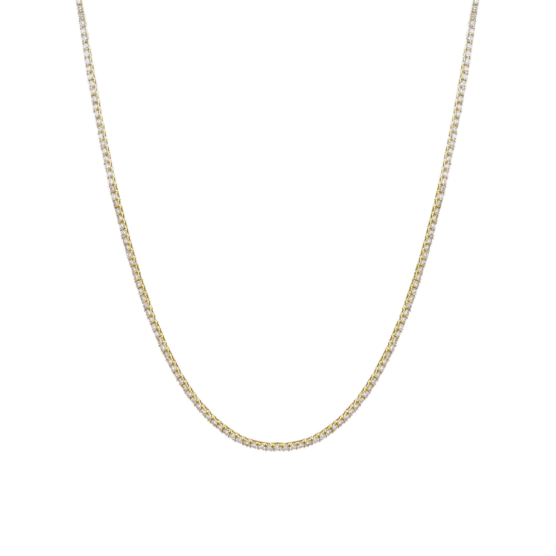 18K Yellow Gold Diamond Tennis Necklace