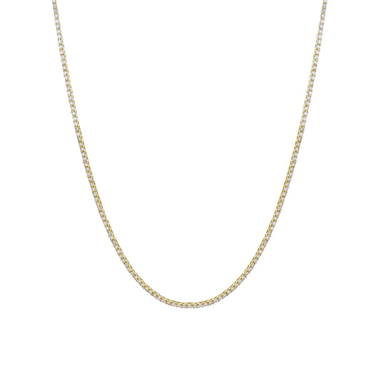 18K Yellow Gold Diamond Tennis Necklace