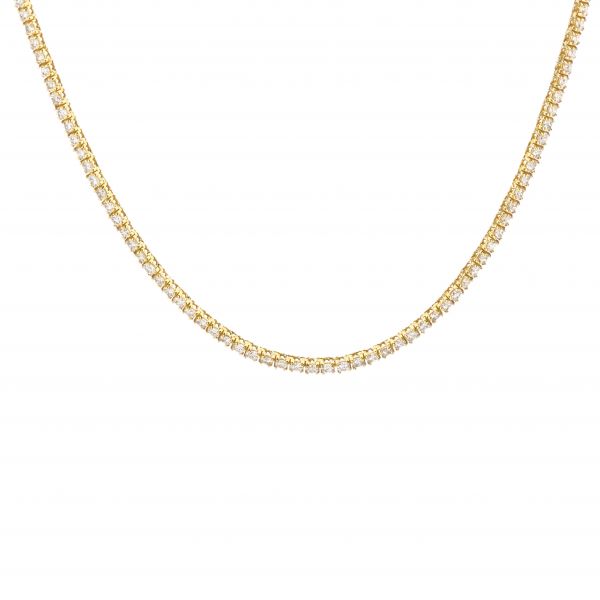 18K Yellow Gold Diamond Tennis Necklace