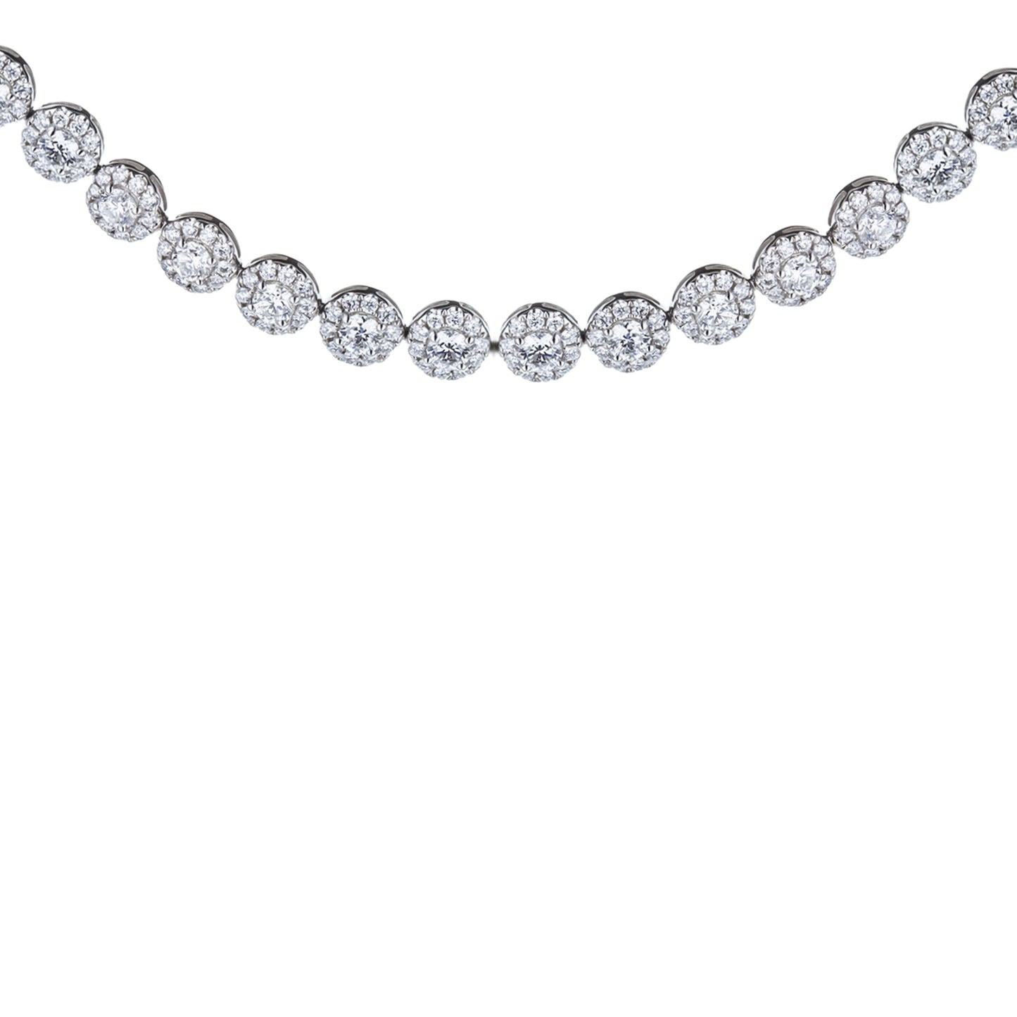 18K White Gold Round Diamond Halo Necklace 19.35Ctw