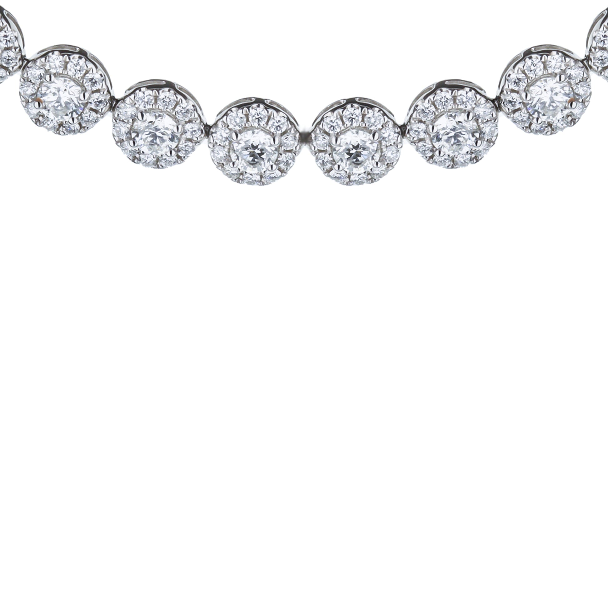 18K White Gold Round Diamond Halo Necklace 19.35Ctw