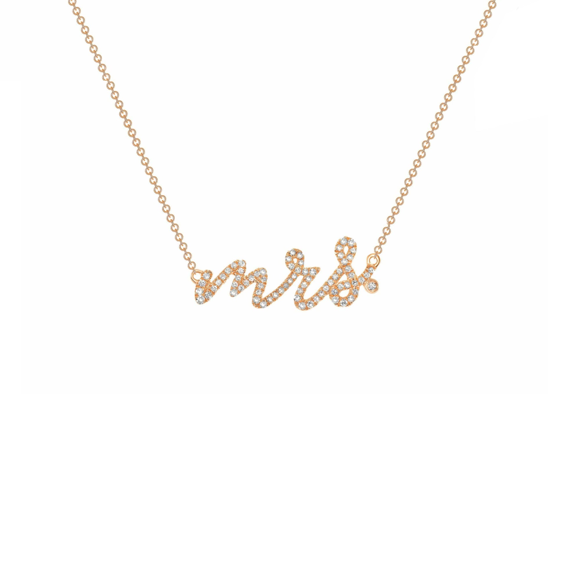 14K Rose Gold Mrs Monogram Necklace