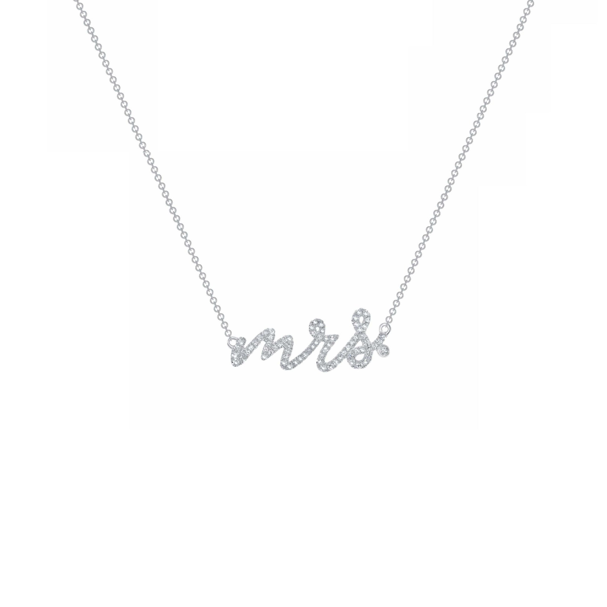 14K White Gold Mrs Monogram Necklace