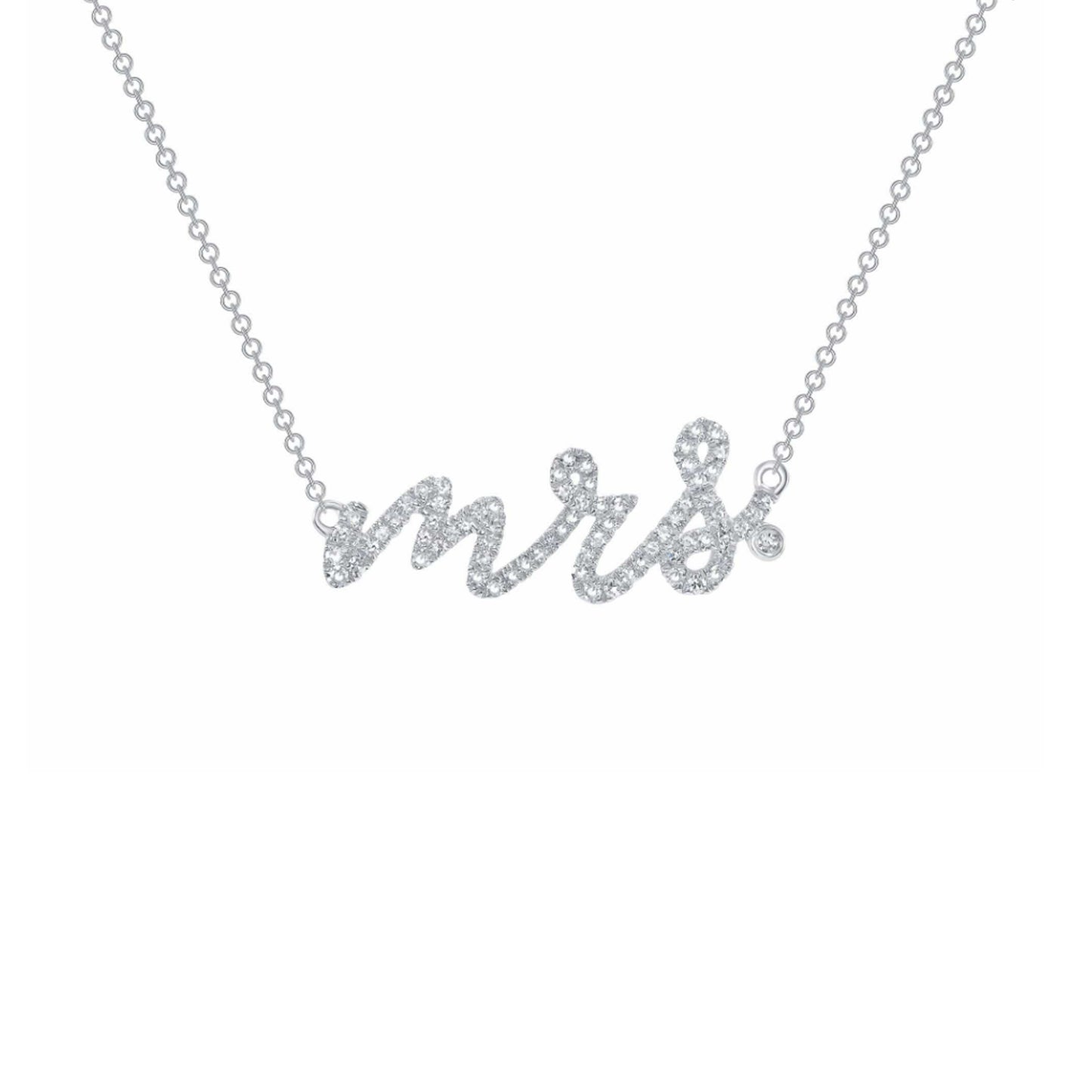 14K White Gold Mrs Monogram Necklace