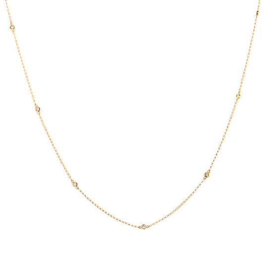 14K Rose Gold 12" Bezel Set Diamond Station Chain Necklace