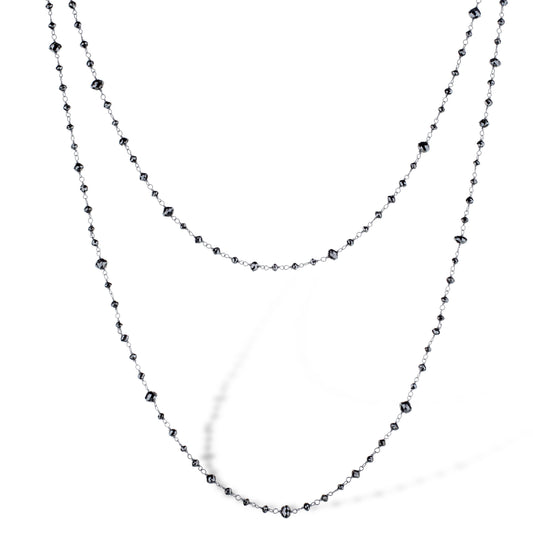 18K Black Rhodium 46" Alternating Size Black Diamonds Chain 61.59Ctw