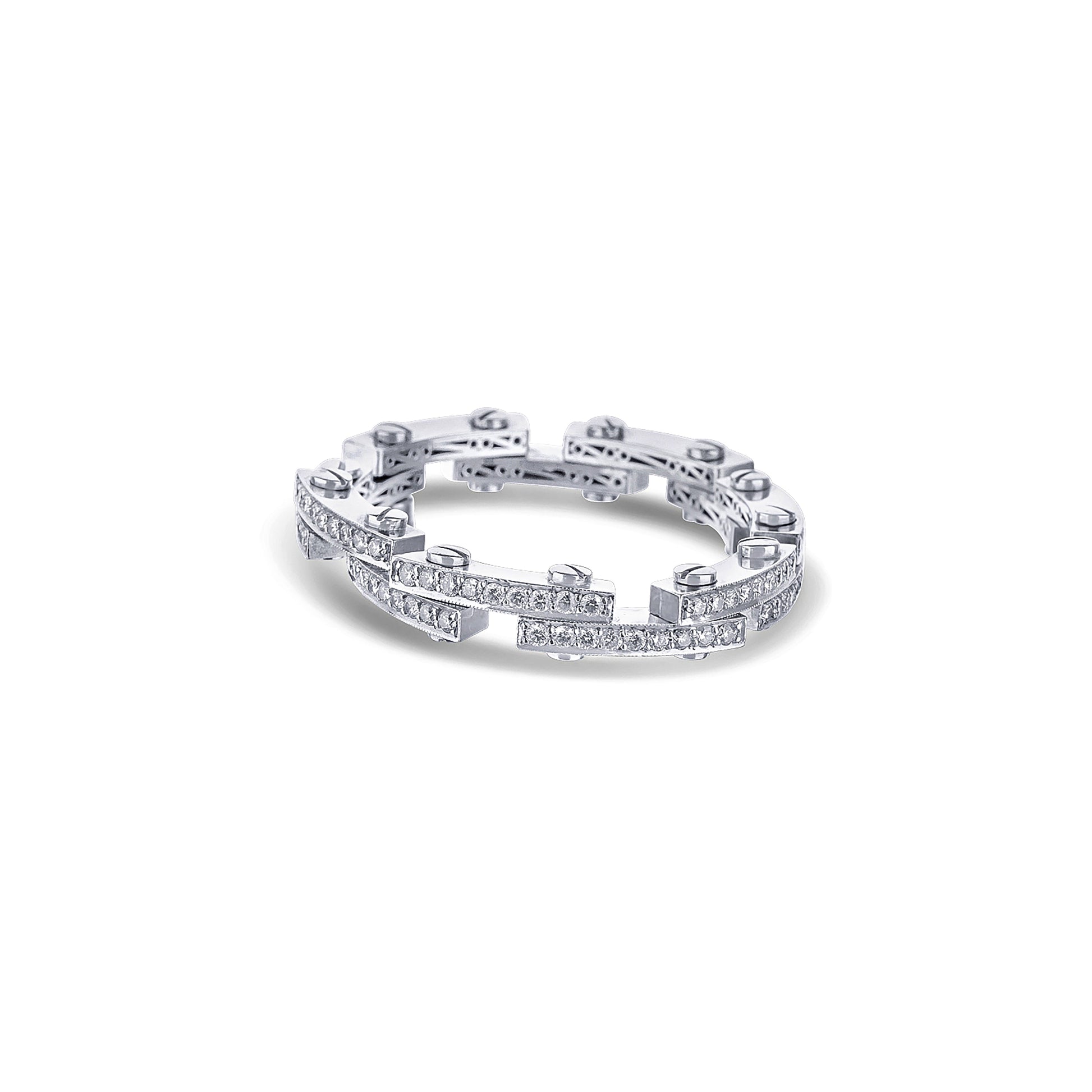 White Gold Side-By-Side Diamond Links Bracelet