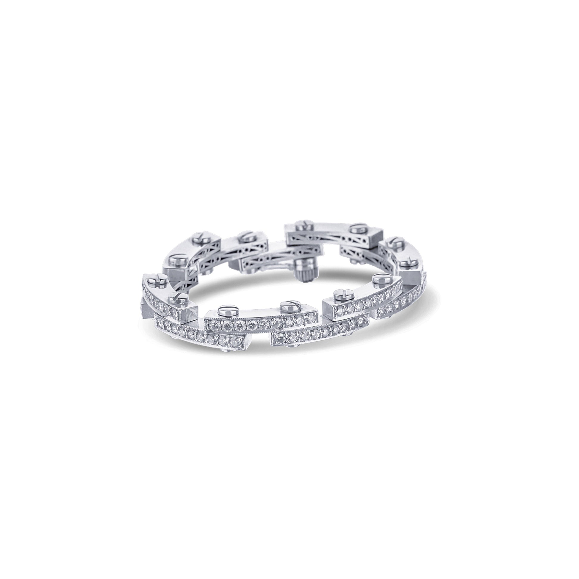 White Gold Side-By-Side Diamond Links Bracelet