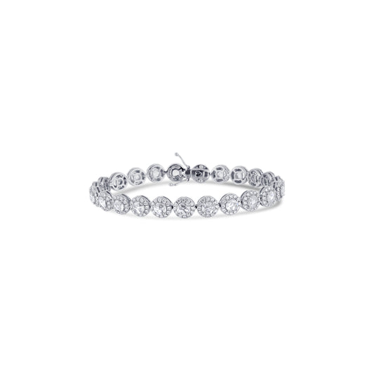 18K White Gold 4 Rose Cut Diamond Bracelet With Halo