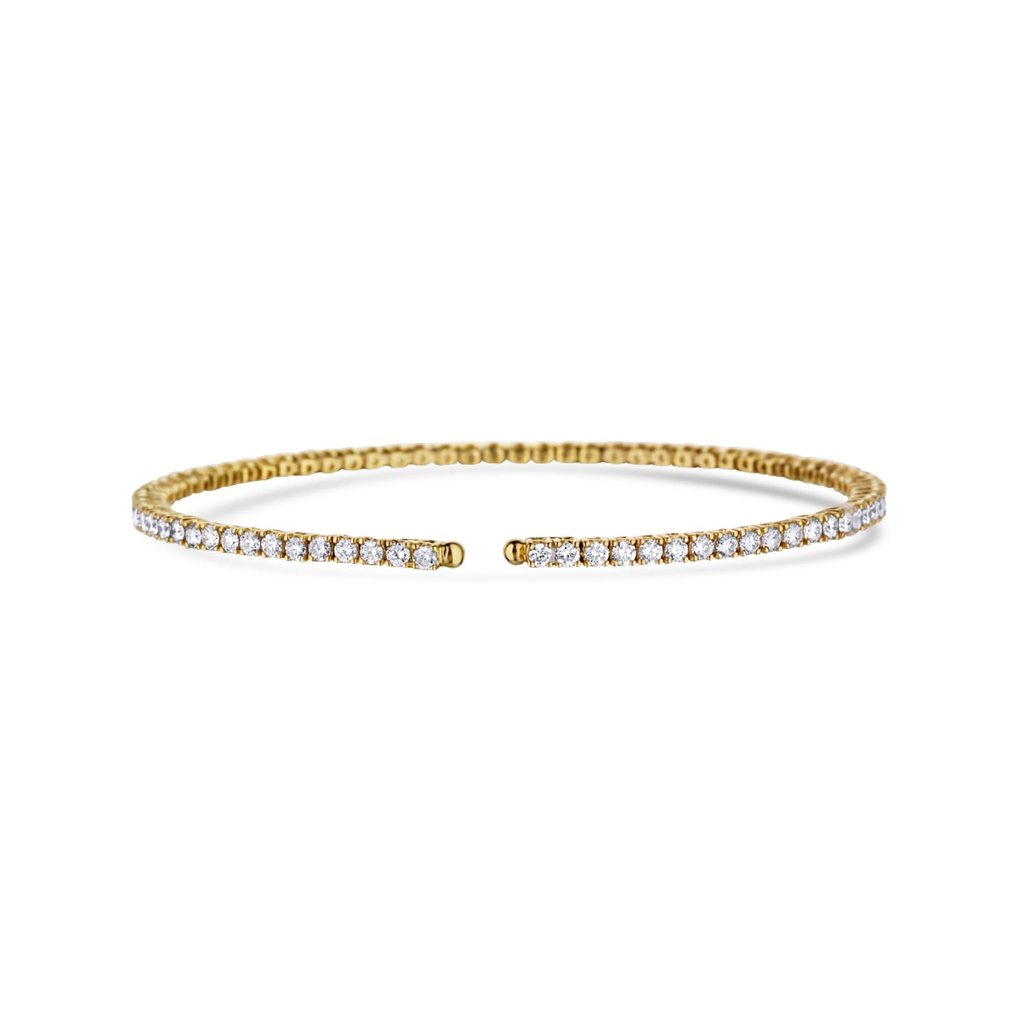 18K Yellow Gold Diamond Prong Set 2.25 Inch Oval Cuff